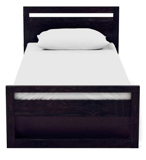 Detec™ Solid Wood Single Bed with Storage in Warm Chestnut Finish