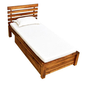 Detec™ Solid Wood Single Bed with Storage in Rustic Teak Finish