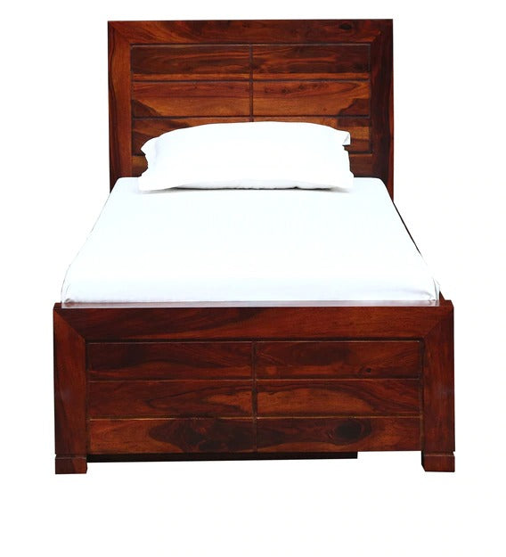 Detec™ Stylish And Modern Solid Wood Single Bed with Storage