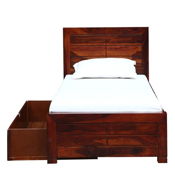 Detec™ Stylish And Modern Solid Wood Single Bed with Storage