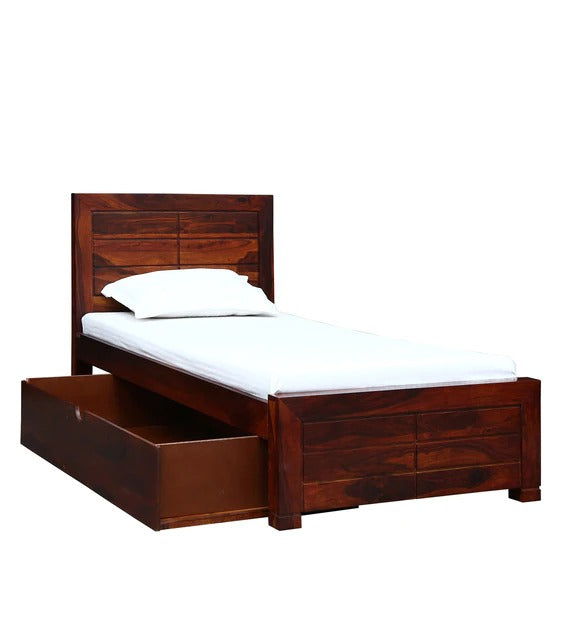 Detec™ Stylish And Modern Solid Wood Single Bed with Storage