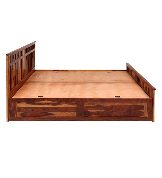 Detec™ Queen Size Bed with Storage in Honey Finish