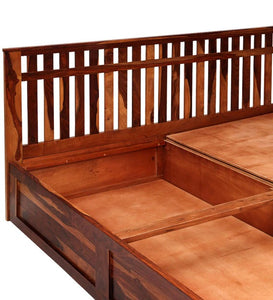 Detec™ Queen Size Bed with Storage in Honey Finish