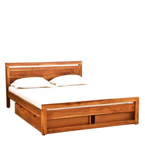 Detec™  Solid Wood Queen Size Bed with Storage Sheesham Wood Material