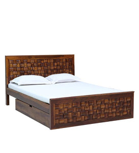 Detec™ Solid Wood Queen Size Bed with Storage in Provincial Teak Finish