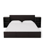 गैलरी व्यूवर में इमेज लोड करें, Detec™ Queen Size Bed with Storage &amp; Two Bedside Tables in Wenge Finish
