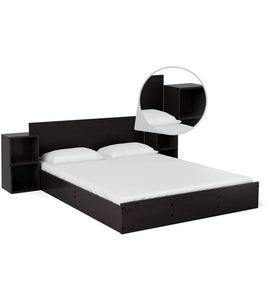 Detec™ Queen Size Bed with Storage & Two Bedside Tables in Wenge Finish