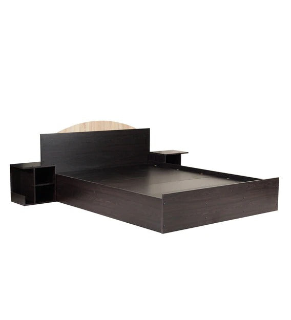 etec™ Bedroom Set ( Queen Size Bed with Storage, 2 Door Wardrobe & Two Bedside Table ) in Wenge Finish