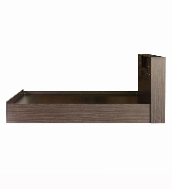 Detec™ Queen Size Bed with Storage in Walnut Finish Engineered Wood Material 