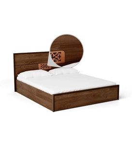 Detec™ Queen Size Bed with Storage in Columbia Walnut Finish