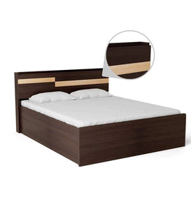 Detec™ Queen Size Bed with Headboard Storage in Walnut Finish