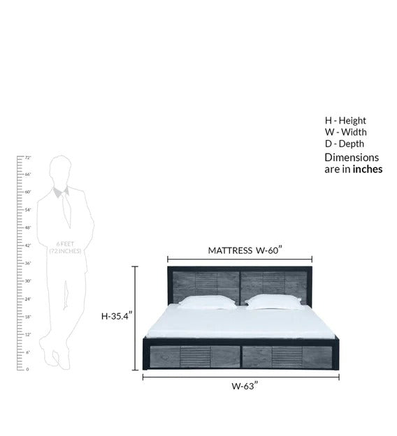 Detec™ Solid Wood Queen Size Bed with Storage in Dual Tone Finish