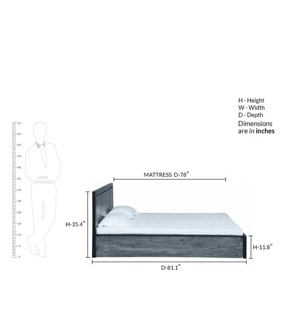 Detec™ Solid Wood Queen Size Bed with Storage in Dual Tone Finish