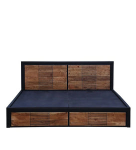 Detec™ Solid Wood Queen Size Bed with Storage in Dual Tone Finish