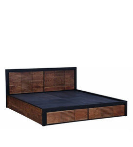 Detec™ Solid Wood Queen Size Bed with Storage in Dual Tone Finish