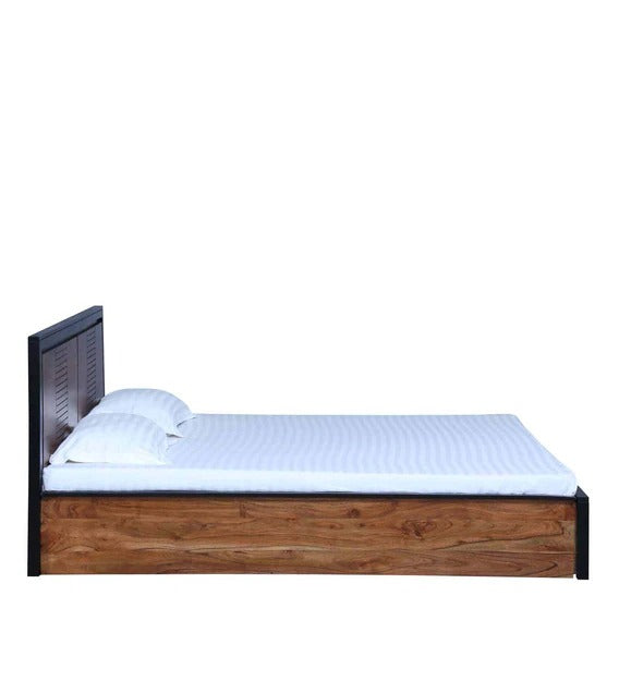 Detec™ Solid Wood Queen Size Bed with Storage in Dual Tone Finish