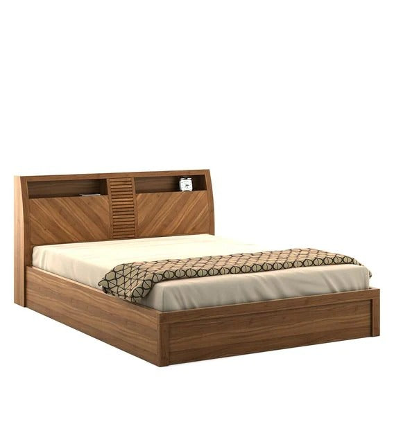 Detec™ Queen Size Bed with Storage in Natural Teak Finish
