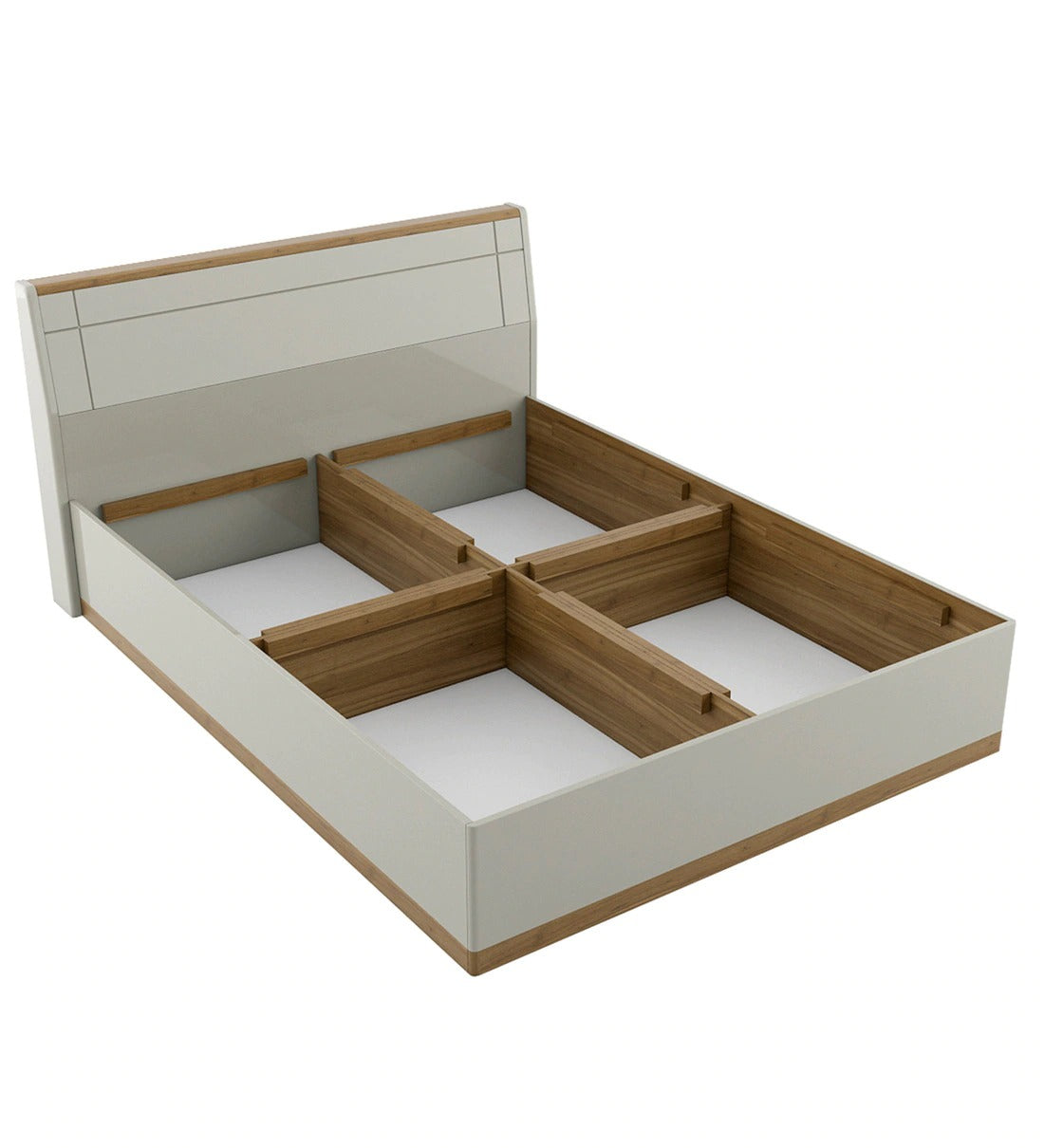 Detec™ Queen Size Bed with Storage in Natural Teak Wood Finish