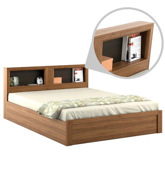 Detec™ Queen Size Bed with Storage Natural Teak