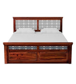 Load image into Gallery viewer, Detec™ Solid Wood Queen Size Bed with Storage in Honey Oak Finish
