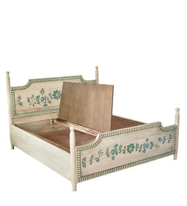Detec™ Queen Size Bed with Storage in Vintage White Finish