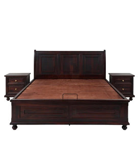 Detec™ Queen Size Bed with Storage in Dark Walnut Finish