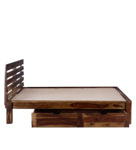 Detec™ Solid Wood Queen Size Bed with Storage in Provincial Teak Finish