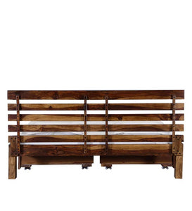 Detec™ Solid Wood Queen Size Bed with Storage in Provincial Teak Finish