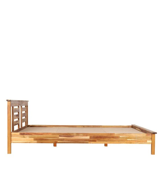 Detec™ Solid Wood Queen Size Bed in Natural Wood Finish