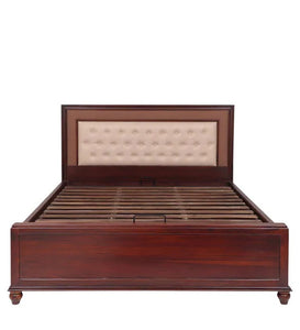 Detec™ Queen Size Bed with Storage in Walnut & Beige Finish