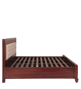 Detec™ Queen Size Bed with Storage in Walnut & Beige Finish