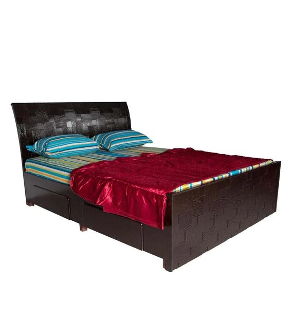 Detec™ Queen Size Bed with Storage in Dark Brown Colour