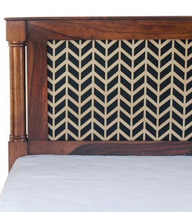 Detec™ Queen Size Hand Painted Bed with Storage in Teak Finish