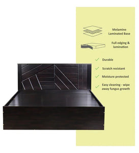 Detec™ Queen Bed with Storage & 2 Side Tables in Wenge Finish