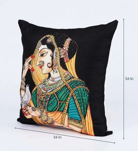Detec™ Digital Printed Jute Traditional Pattern 24x24 Inch Cushion Covers (Set Of 5)