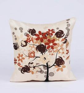 Detec™ Digital Printed Jute Floral Pattern 16x16 Inch Cushion Covers (Set Of 5)
