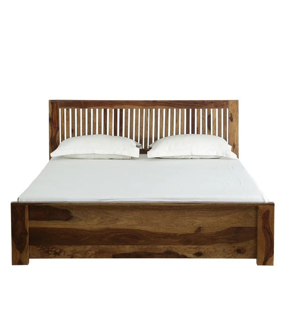 Detec™ Solid Wood Queen Size Bed with Box Storage in Provincial Teak Finish