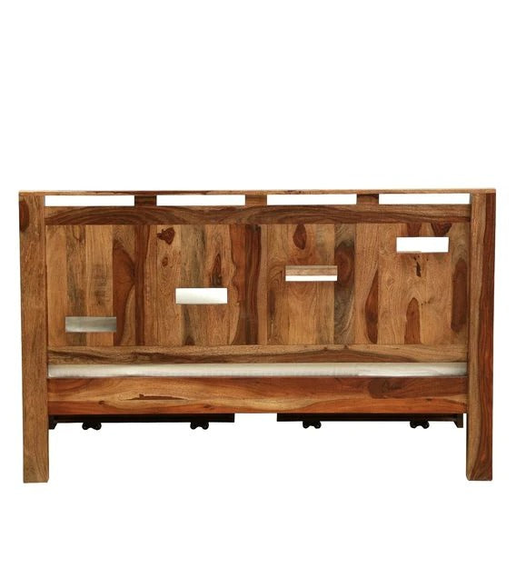 Detec™ Solid Wood Queen Size Bed With Storage In Rustic Teak Finish