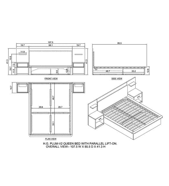 Detec™ Queen size bed with Storage in Melamine Finish