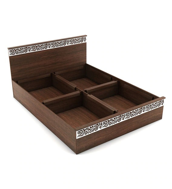 Detec™ Queen Size Bed with Storage in Brazilian Walnut Finish