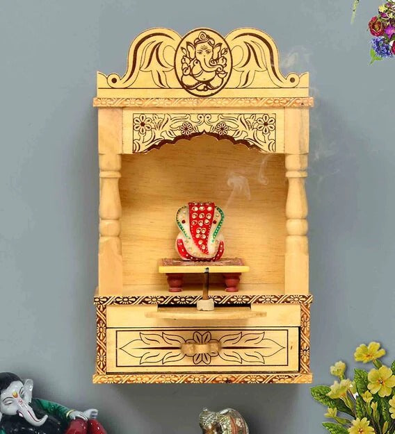 Craft Tree Wood Carved Wall Hanging Home Temple/Mandir In Natural Color