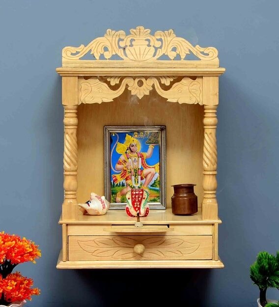 Craft Tree Wood Carved Wall Hanging Home Temple/Mandir Natural Finish
