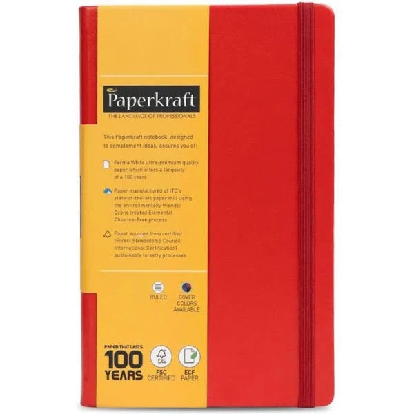 Paperkraft Signature Red Hard PU cover, 21.0 cm x 13.3 cm, 240 pages, Single Line
