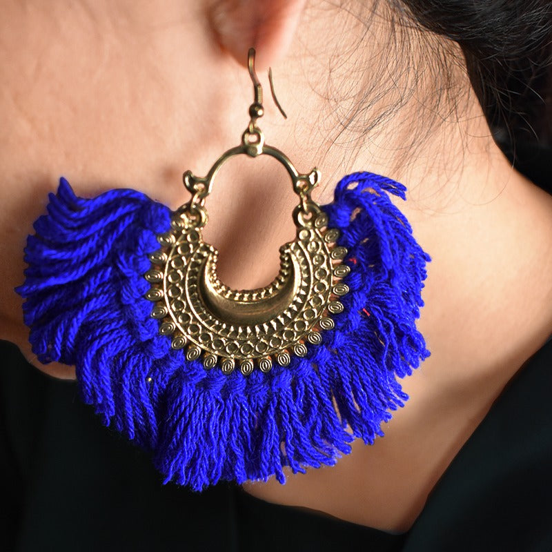 Products Detec Homzë Ethnic Tassel Metal Earring Blue And Red colour