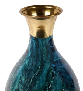 Detec Brass Blue Stone Vase - Rishan Lifestyle
