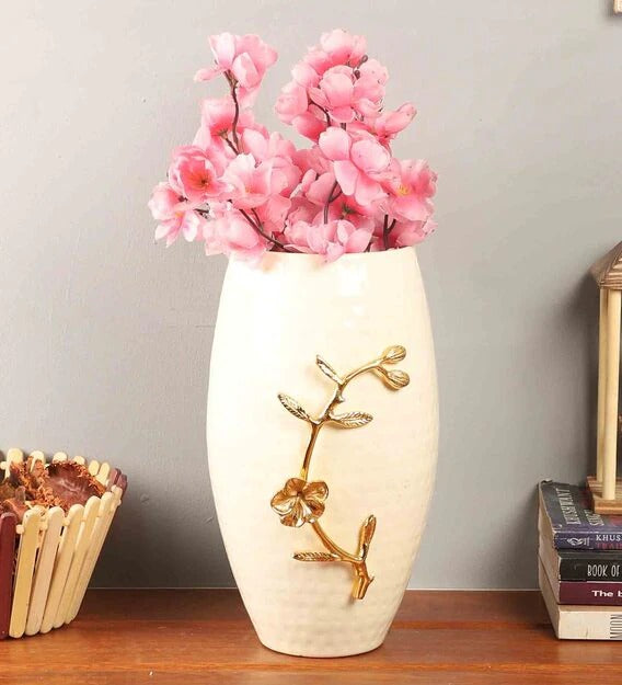 Detec Brass White Vase - Rishan Lifestyle