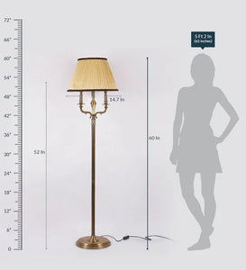 Detec White Fabric Shade Floor Lamp with Gold Base