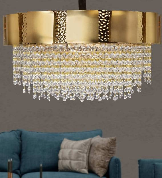  Detec Ellie Gold Metal 12 Light Crystal Chandelier