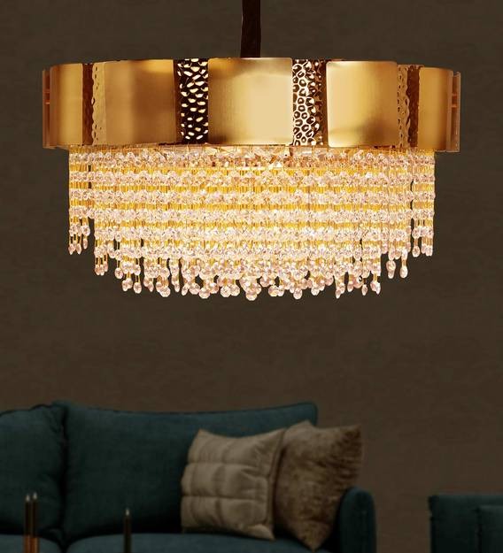  Detec Ellie Gold Metal 12 Light Crystal Chandelier