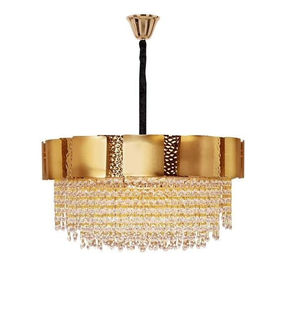  Detec Ellie Gold Metal 12 Light Crystal Chandelier